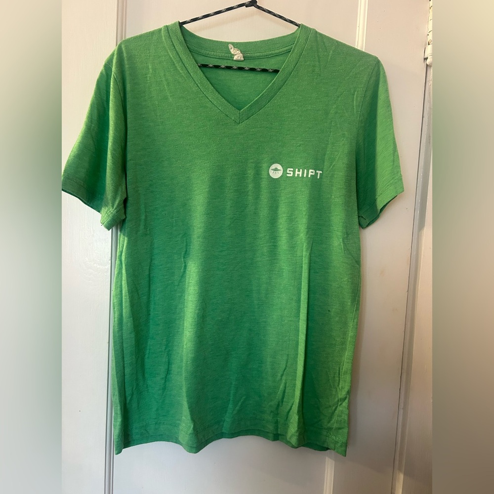 Shipt Shopper Light Green V-Neck Short Sleeve Tee with Shipt Spaceship Logo
